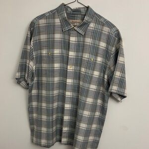 Tommy Bahama Short Sleeve Plaid Button-Down Shirt - Gray & Blue